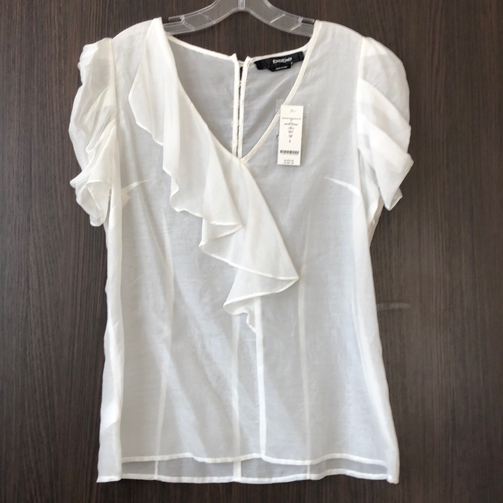 NEW! BeBe. See through cotton/silk blouse.
